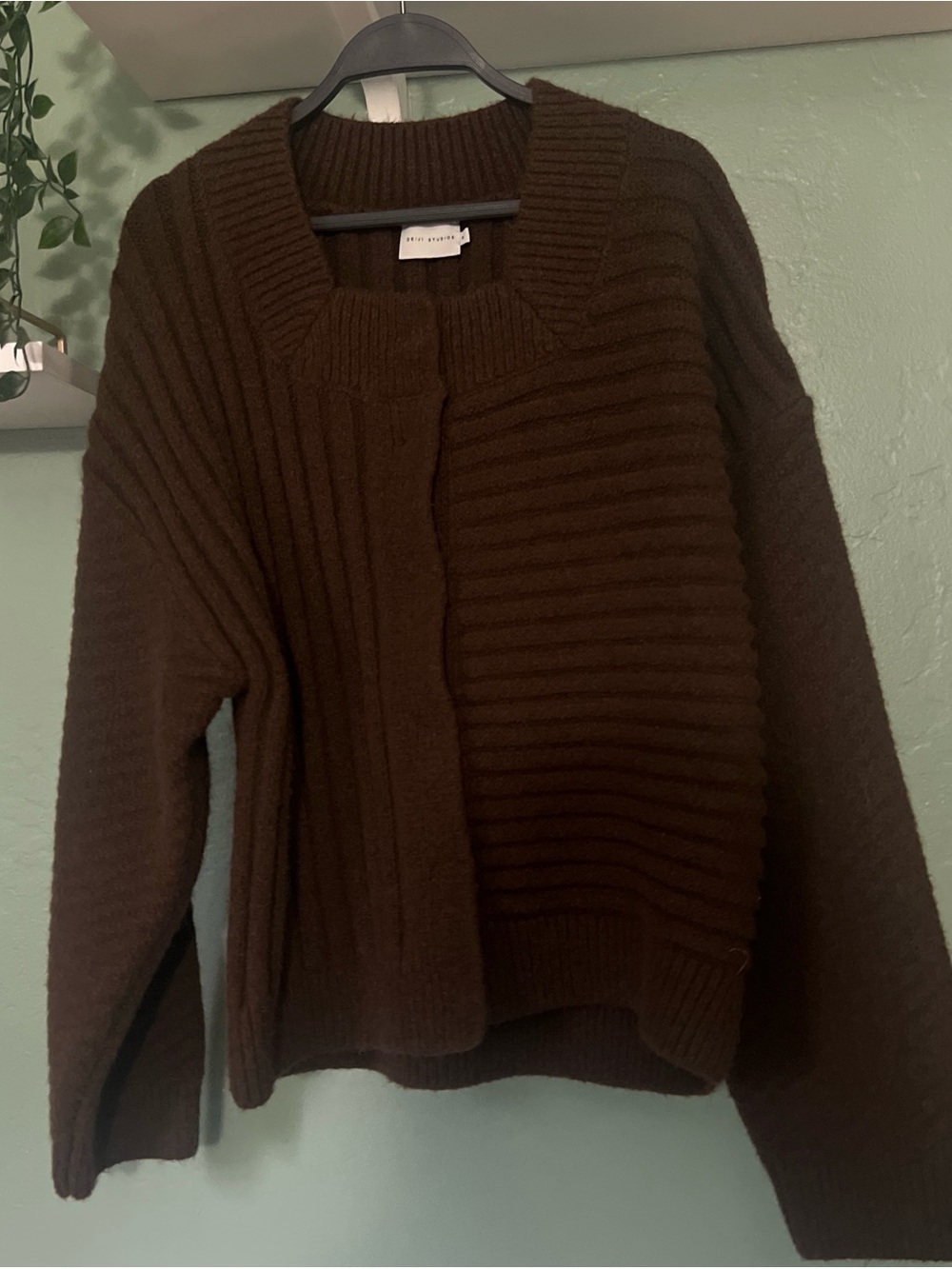 Deiji Studios OS Square Cardigan in Dark Brown